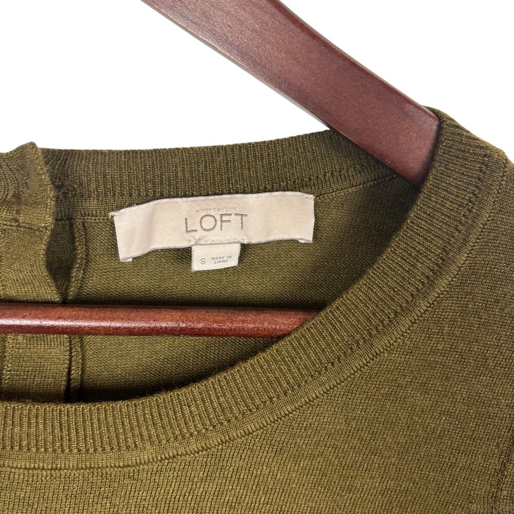 Loft Wool Blend Green 3/4 Sleeve Shirt Top Women’s Small - Picture 3 of 4